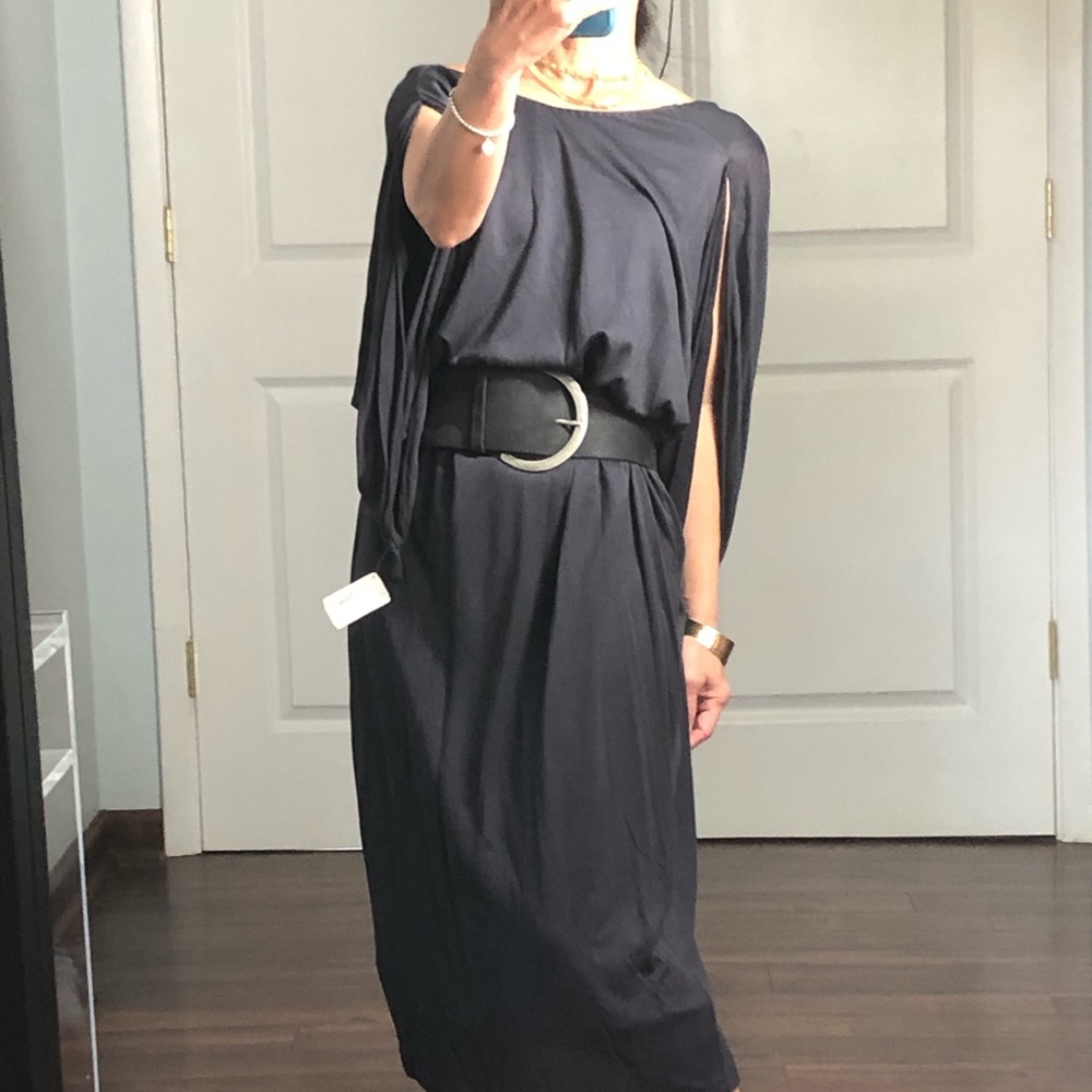 Halston Grecian midi dress open back NWT size 10 - Picture 7 of 11